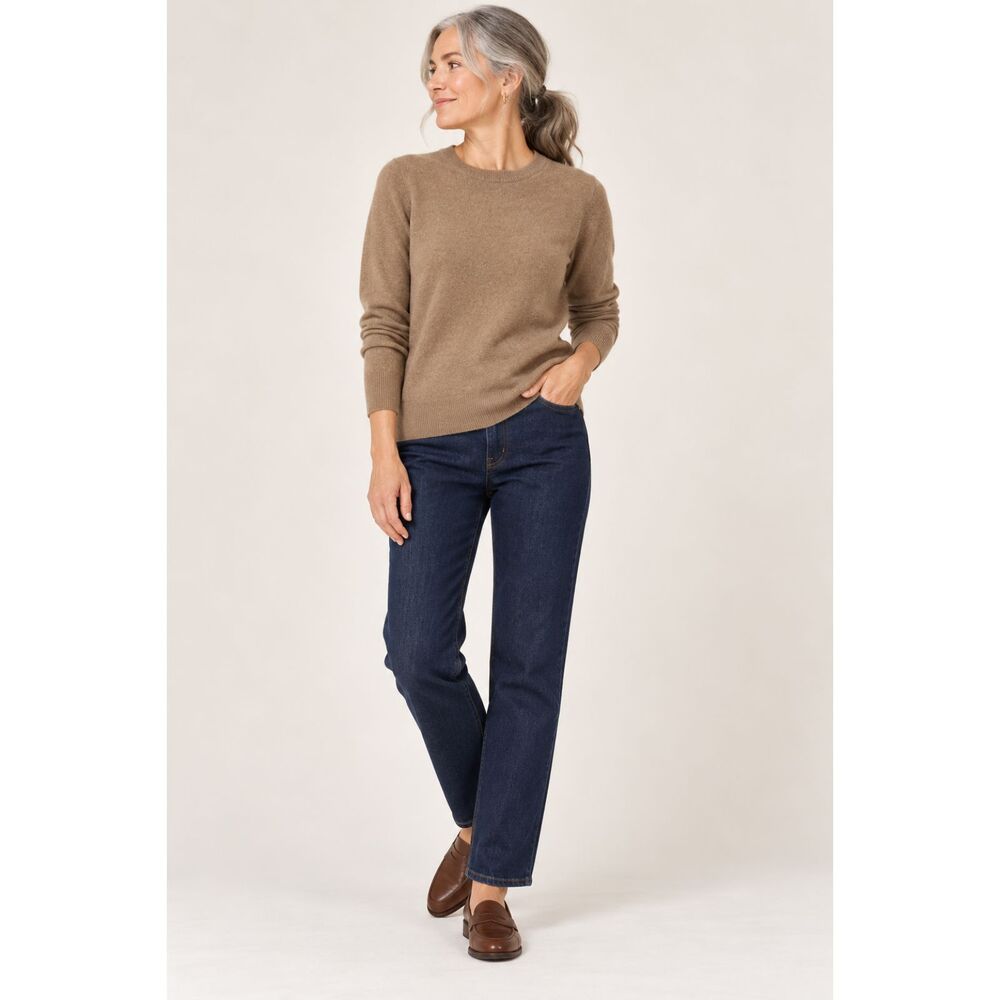 Quince Mongolian Cashmere Crewneck Sweater Teak Brown Size L 100% Cashmere